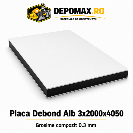 Placa BOND alb 3mm, 2000x4050mm, aluminiu 0.3mm